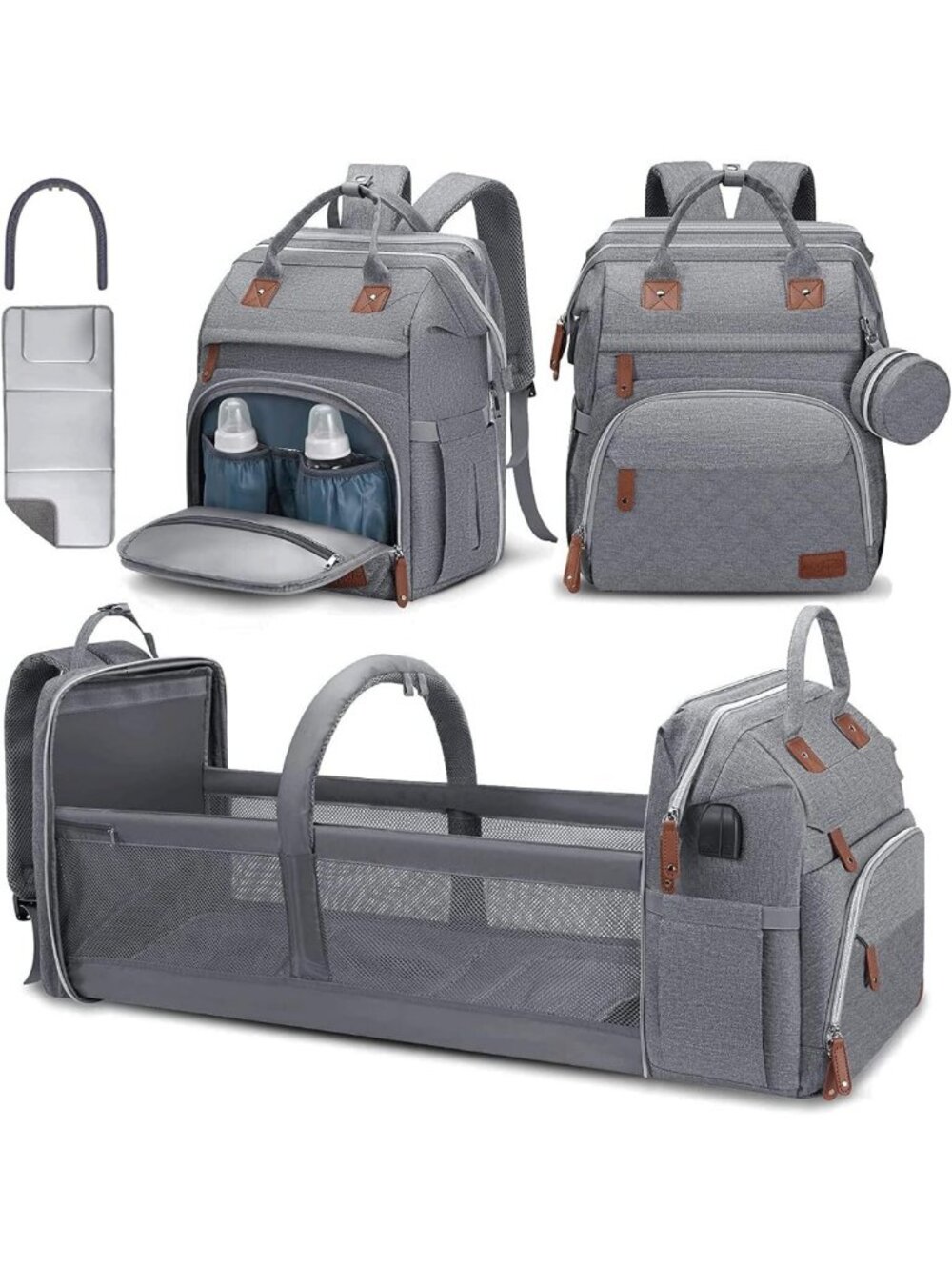 Large Capacity Diaper Bag Backpack with Changing Pad & USB Port - Waterproof